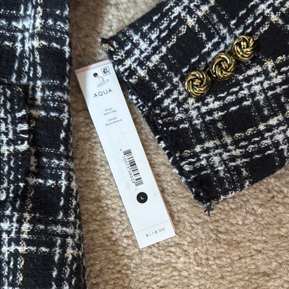 Aqua NWT Black and White Plaid Blazer - Picture 5 of 7